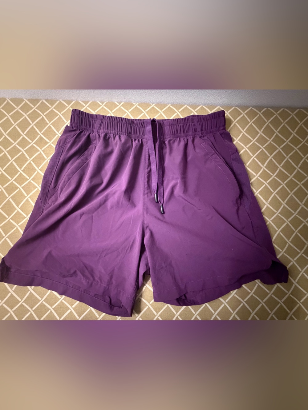 MIER Men’s Small Purple Running Shorts Quick Dry Zip Pocket Athletic Gym